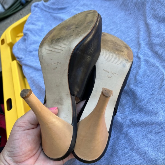 Nine West Snowball Heels Slingback Pump in Black Open Toe/Peep-toe - Picture 6 of 7